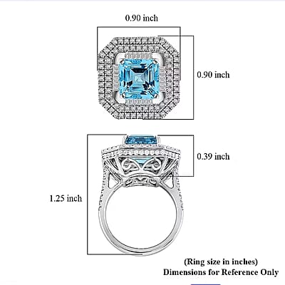 Chairman Collection Certified & Appraised Rhapsody 950 Platinum AAAA Santa Maria Aquamarine, Diamond (E-F, VS) (1.83 cts) Ring (Size 7.0) (13.63 g) 6.65 ctw