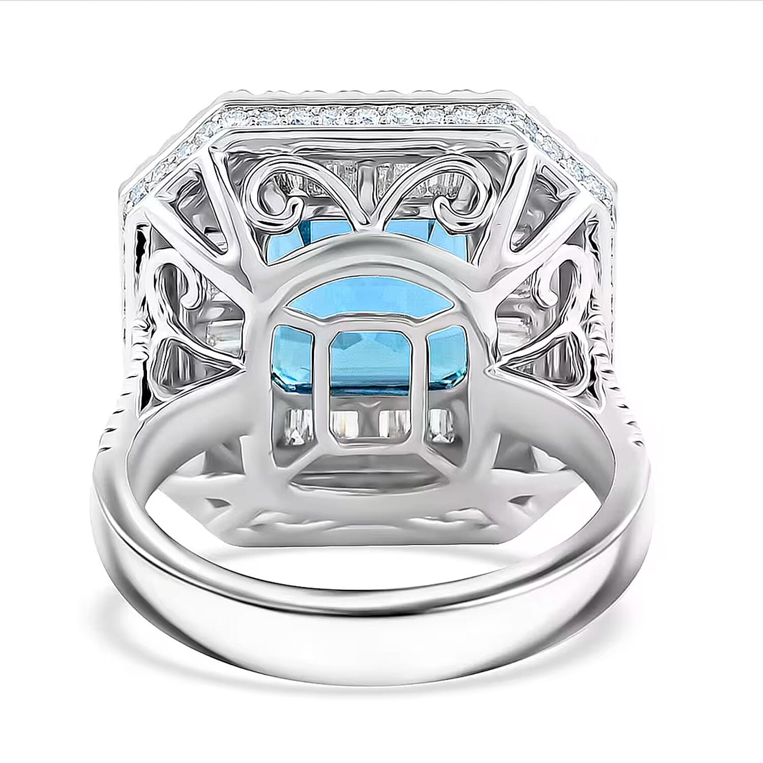 Chairman Collection Certified & Appraised Rhapsody 950 Platinum AAAA Santa Maria Aquamarine, Diamond (E-F, VS) (1.83 cts) Ring (Size 7.0) (13.63 g) 6.65 ctw