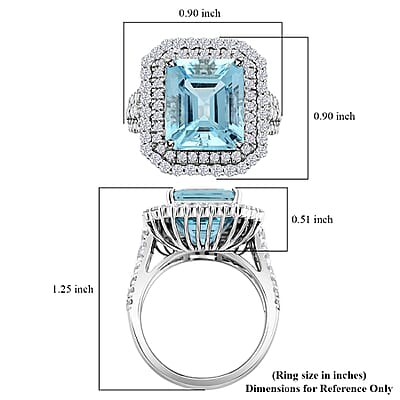 Chairman Collection Certified & Appraised Rhapsody AAAA Santa Maria Aquamarine and E-F VS Diamond 8.35 ctw Ring in 950 Platinum (Size 7.0) 13.63 Grams