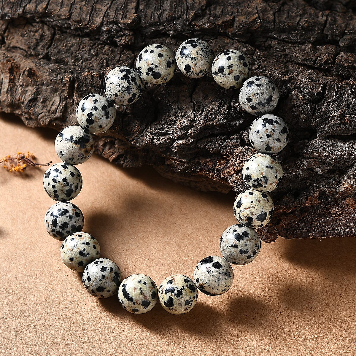 Dalmation Jasper Beaded 1.80 ctw Stretch Bracelet  image number 1