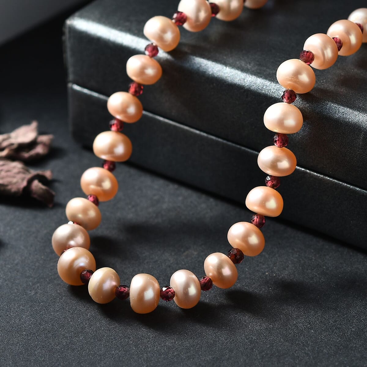Pink Freshwater Pearl and Orissa Rhodolite Garnet 10.00 ctw Necklace in 18K Vermeil Rose Gold Over Sterling Silver 18 Inches image number 1