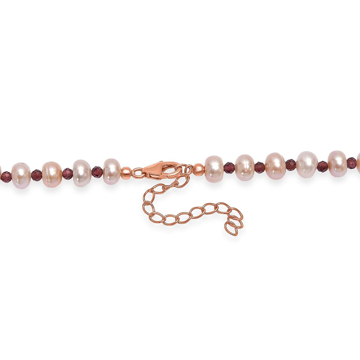Pink Freshwater Pearl and Orissa Rhodolite Garnet 10.00 ctw Necklace