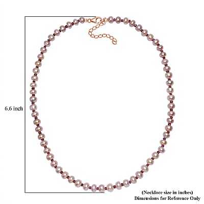 Pink Freshwater Pearl and Orissa Rhodolite Garnet 12.00 ctw Necklace 18 Inches in 18K Vermeil Rose Gold Over Sterling Silver
