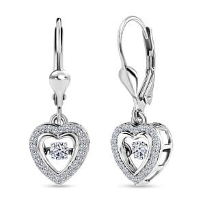 Luxuriant Lab Grown Diamond G-H SI 0.50 ctw Dancing Heart Earrings in Rhodium Over Sterling Silver