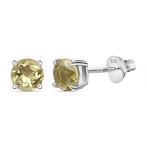Green Gold Quartz 0.94 ctw Earrings in Sterling Silver