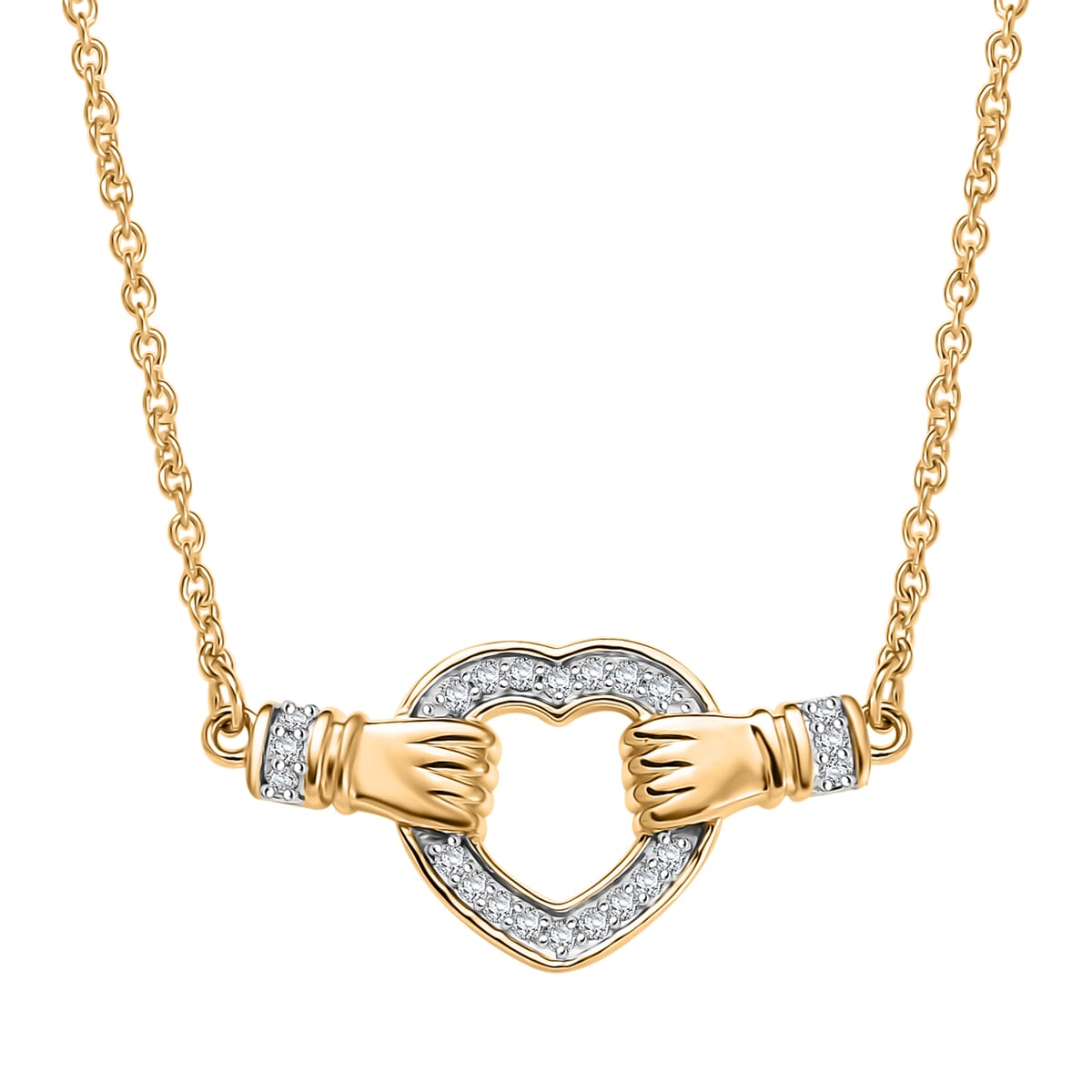 Luxuriant Lab Grown Diamond 0.25 ctw Heart Necklace 18 Inches in 18K Vermeil Yellow Gold Over Sterling Silver image number 0