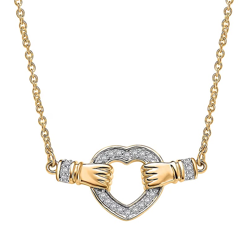 Luxuriant Lab Grown Diamond G-H SI 0.25 ctw Heart Necklace 18 Inches in 18K Vermeil Yellow Gold Over Sterling Silver