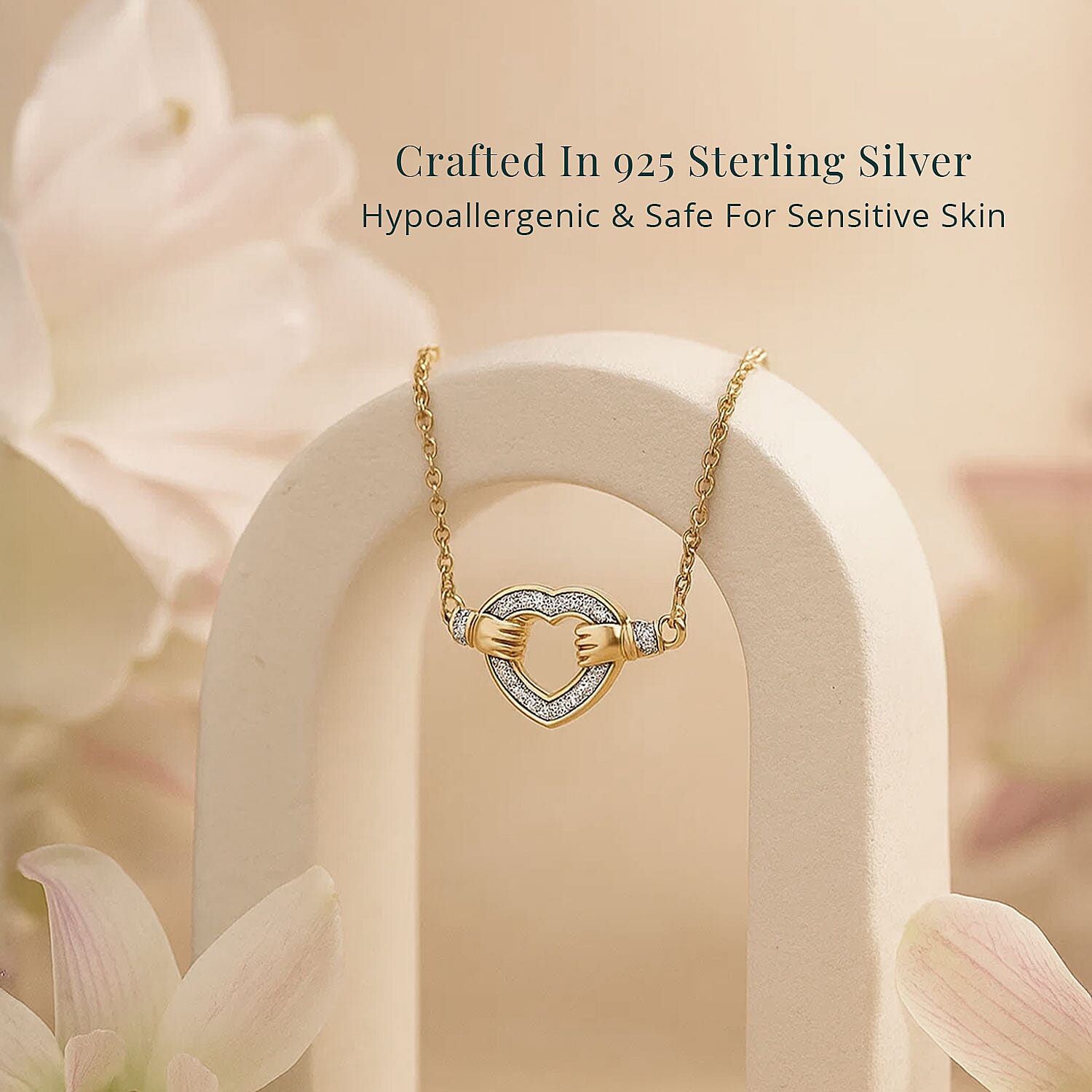 Luxuriant Lab Grown Diamond G-H SI 0.25 ctw Heart Necklace 18 Inches in 18K Vermeil Yellow Gold Over Sterling Silver