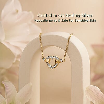 Luxuriant Lab Grown Diamond G-H SI 0.25 ctw Heart Necklace 18 Inches in 18K Vermeil Yellow Gold Over Sterling Silver