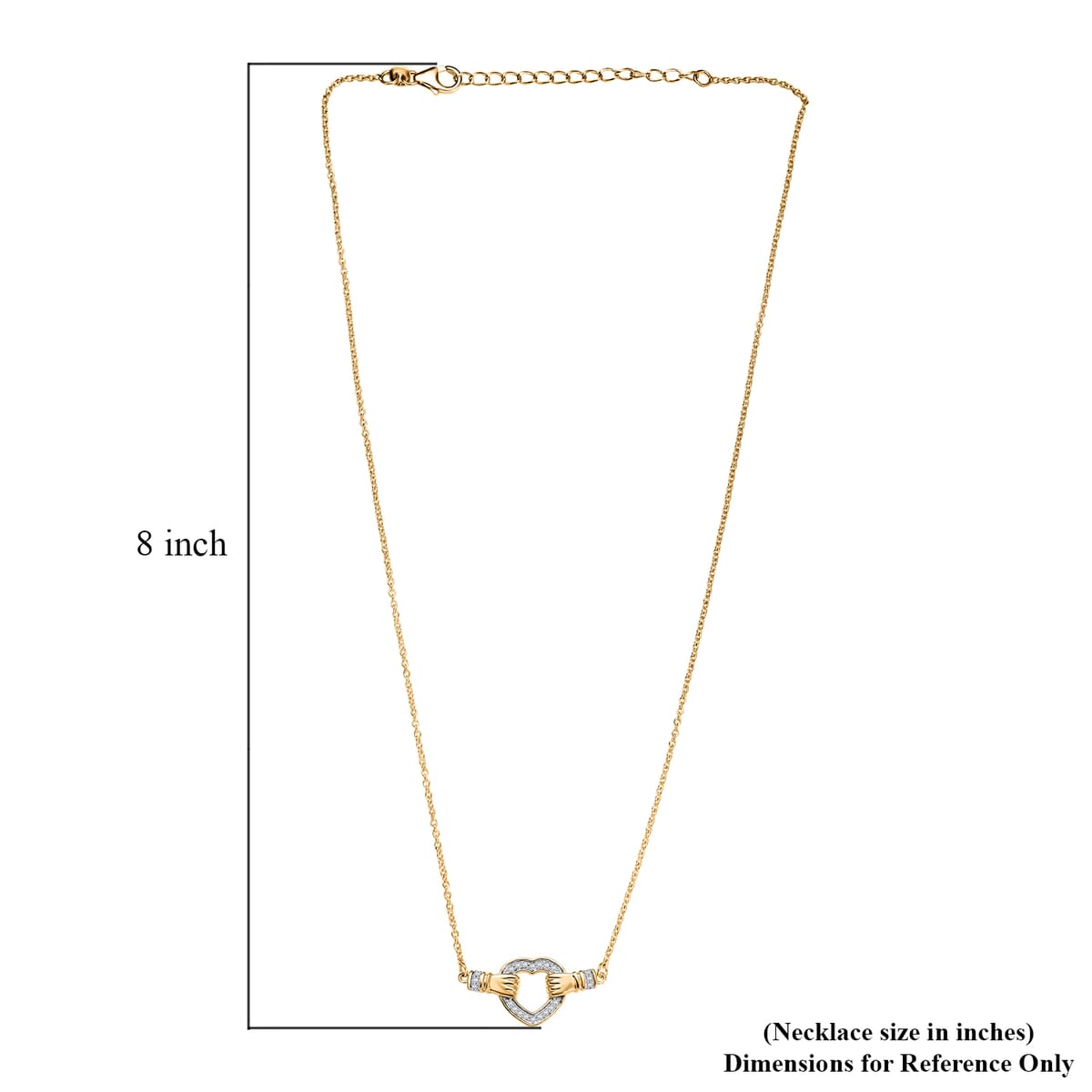 Luxuriant Lab Grown Diamond 0.25 ctw Heart Necklace 18 Inches in 18K Vermeil Yellow Gold Over Sterling Silver image number 5