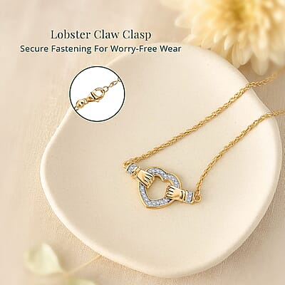 Luxuriant Lab Grown Diamond G-H SI 0.25 ctw Heart Necklace 18 Inches in 18K Vermeil Yellow Gold Over Sterling Silver