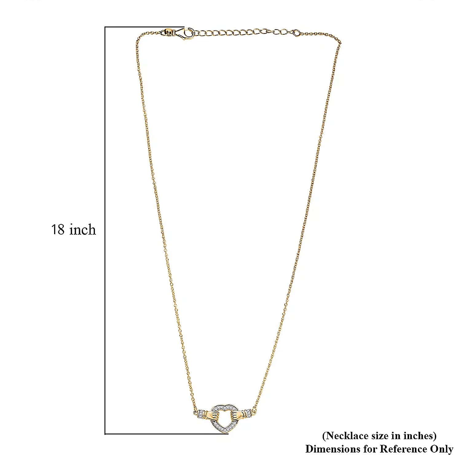 Luxuriant Lab Grown Diamond G-H SI 0.25 ctw Heart Necklace 18 Inches in 18K Vermeil Yellow Gold Over Sterling Silver
