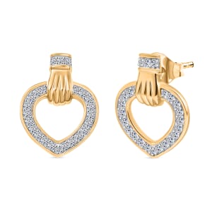 Luxuriant Lab Grown Diamond 0.50 ctw Heart Earrings in 18K Vermeil Yellow Gold Over Sterling Silver 