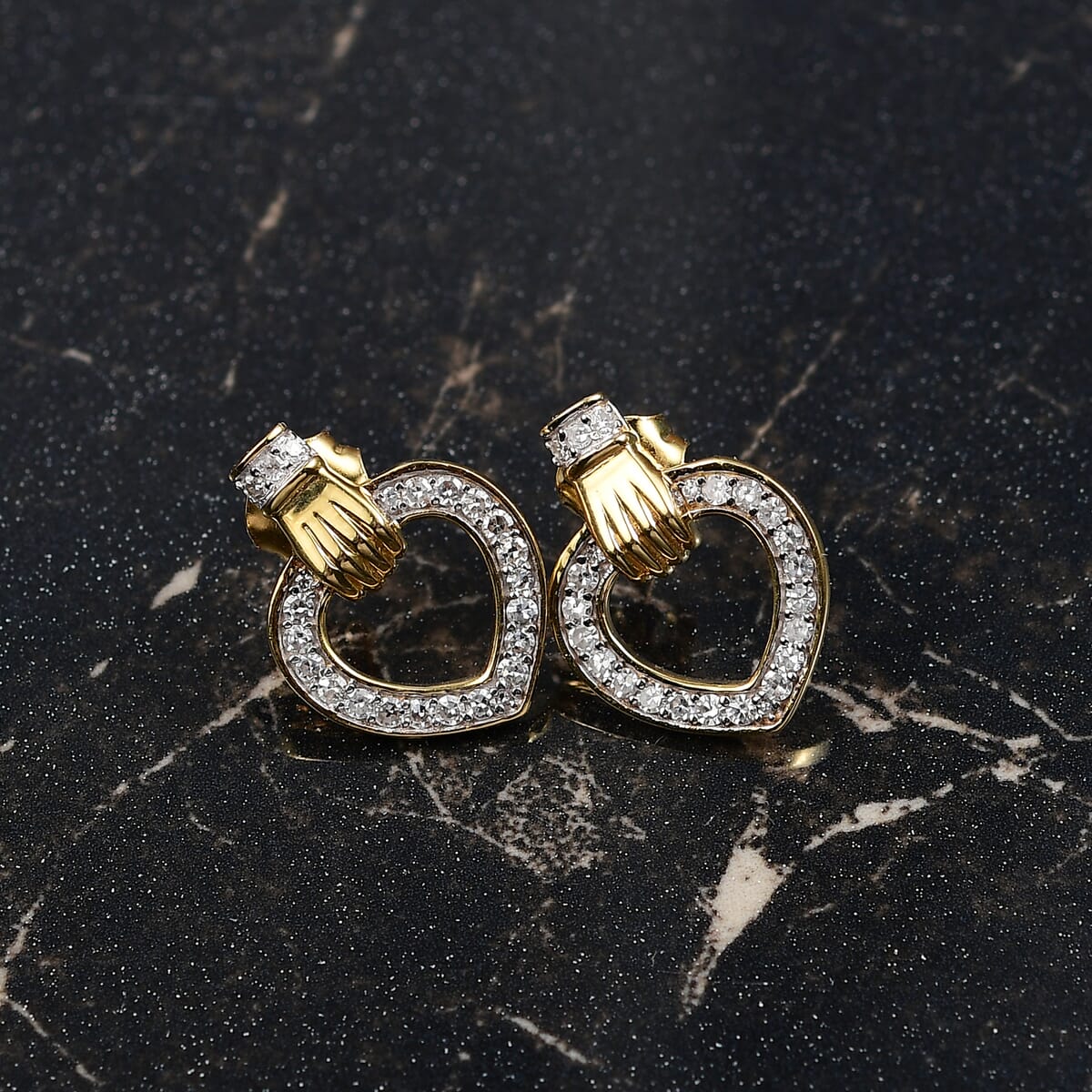 Luxuriant Lab Grown Diamond 0.50 ctw Heart Earrings in 18K Vermeil Yellow Gold Over Sterling Silver  image number 1