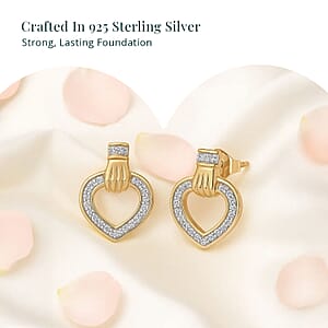 Luxuriant Lab Grown Diamond G-H SI 0.50 ctw Heart Earrings in 18K Vermeil Yellow Gold Over Sterling Silver 
