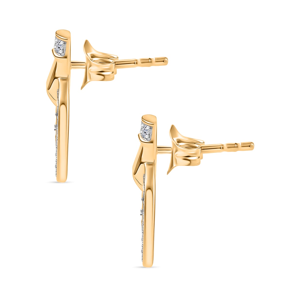 Luxuriant Lab Grown Diamond 0.50 ctw Heart Earrings in 18K Vermeil Yellow Gold Over Sterling Silver  image number 3
