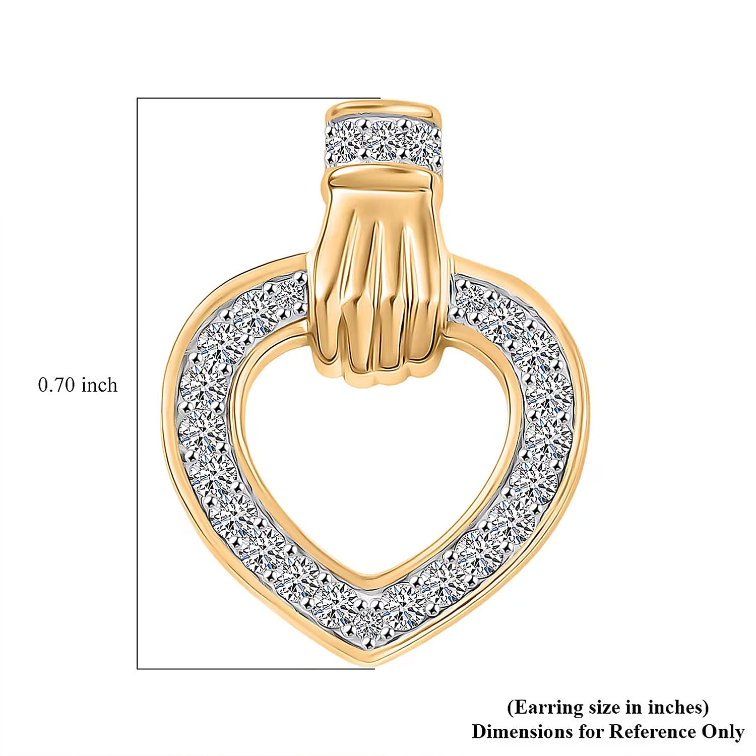 Luxuriant Lab Grown Diamond G-H SI 0.50 ctw Heart Earrings in 18K Vermeil Yellow Gold Over Sterling Silver 