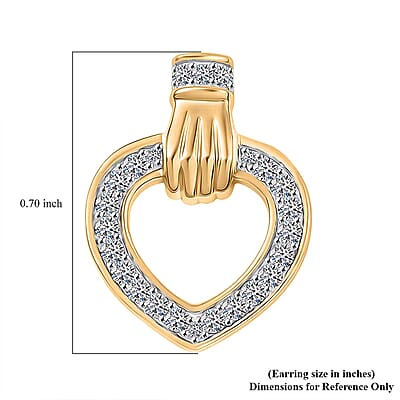 Luxuriant Lab Grown Diamond G-H SI 0.50 ctw Heart Earrings in 18K Vermeil Yellow Gold Over Sterling Silver 