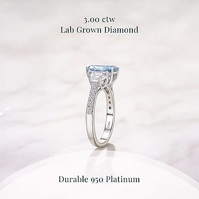 IGI Certified Radiant Cut Luxuriant Lab Grown Blue Diamond (IR) VS and Lab Grown Diamond 3.00 ctw Blue Dynasty Ring in 950 Platinum (Size 10.0) 5 Grams