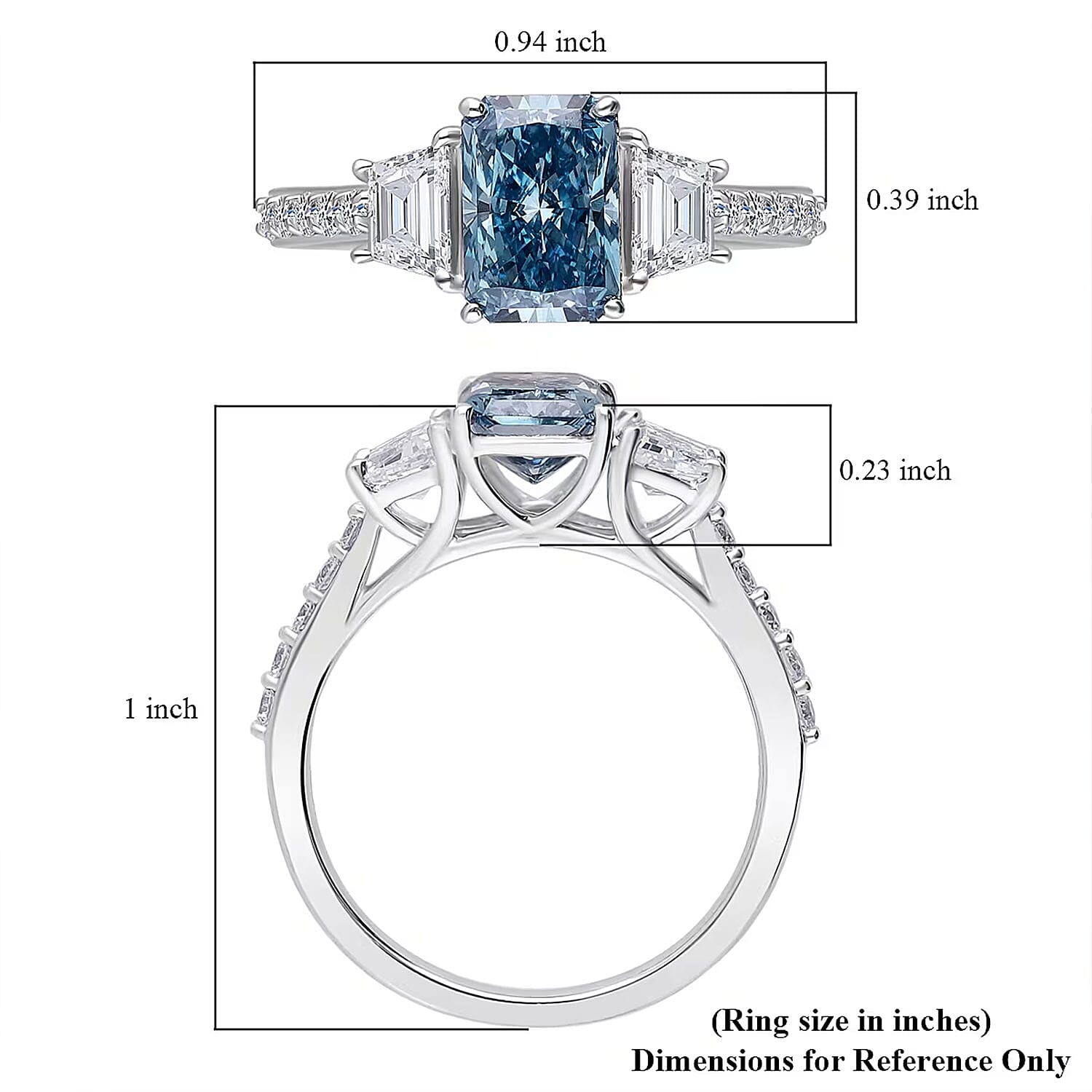 IGI Certified Radiant Cut Luxuriant Lab Grown Blue Diamond (IR) VS and Lab Grown Diamond 3.00 ctw Blue Dynasty Ring in 950 Platinum (Size 10.0) 5 Grams