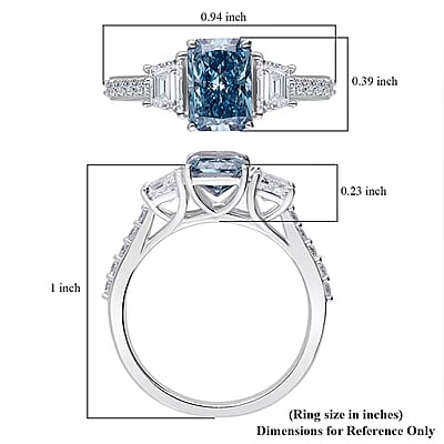 IGI Certified Radiant Cut Luxuriant Lab Grown Blue Diamond (IR) VS and Lab Grown Diamond 3.00 ctw Blue Dynasty Ring in 950 Platinum (Size 10.0) 5 Grams