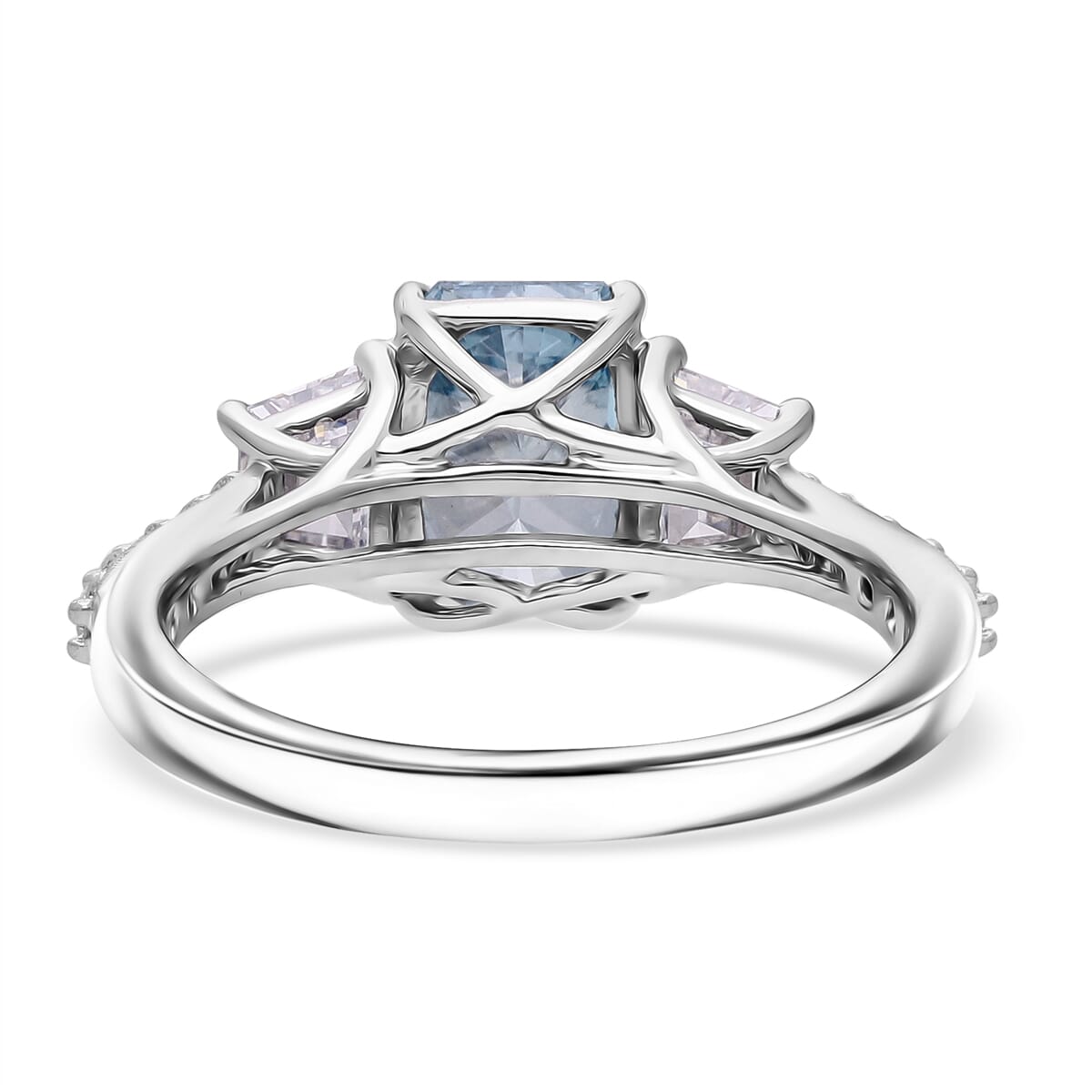 IGI Certified Radiant Cut Luxuriant Lab Grown Blue Diamond VS and Lab Grown Diamond 3.00 ctw Blue Dynasty Ring in 950 Platinum (Size 6.0) 5 Grams image number 3