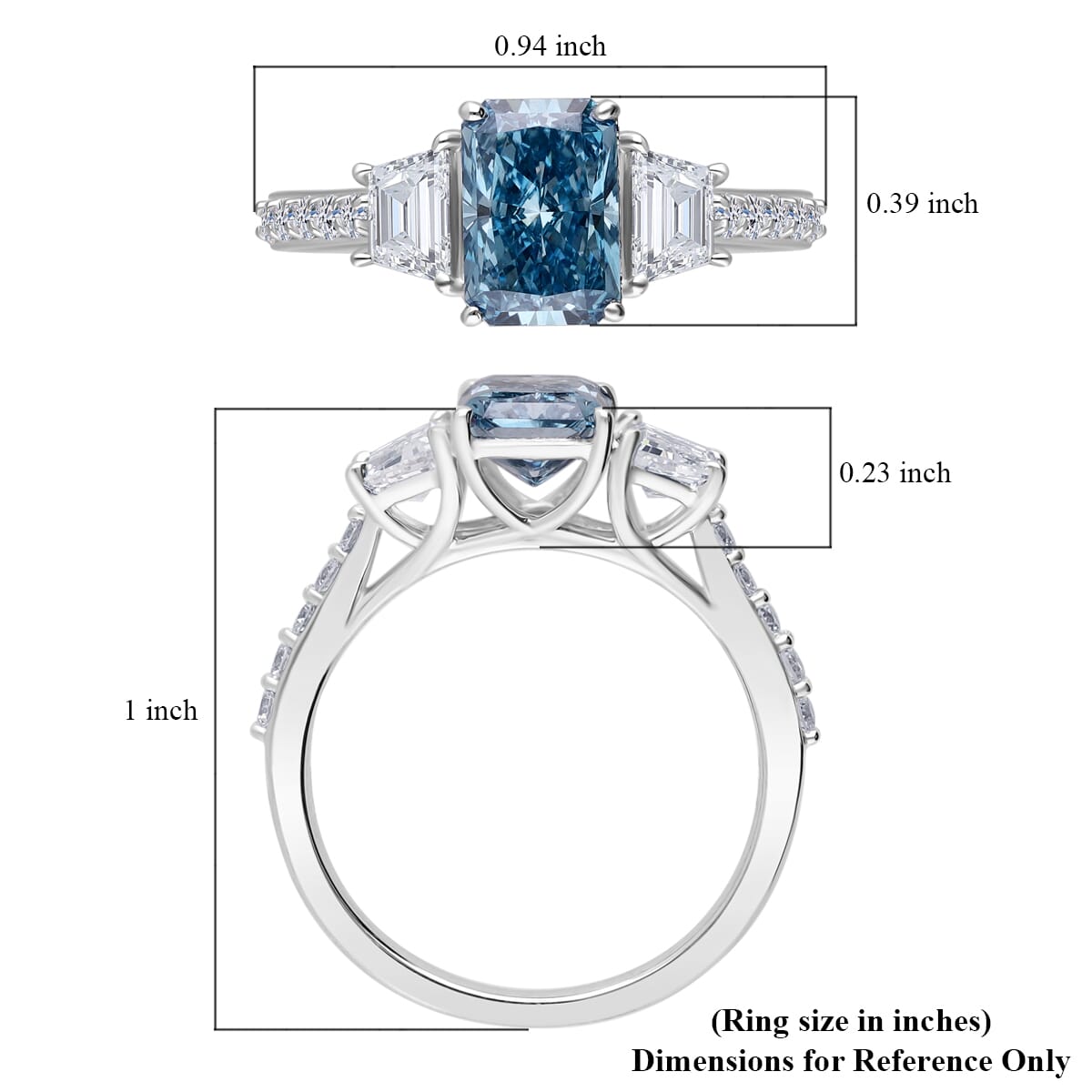 IGI Certified Radiant Cut Luxuriant Lab Grown Blue Diamond VS and Lab Grown Diamond 3.00 ctw Blue Dynasty Ring in 950 Platinum (Size 6.0) 5 Grams image number 4