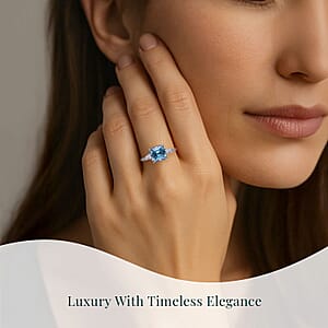 IGI Certified Asscher Cut Luxuriant Lab Grown Blue Diamond (IR) VS and Lab Grown Diamond 4.15 ctw Azure Majesty Ring in 950 Platinum (Size 6.0) 4.50 Grams