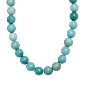Karis Amazonite Beaded 470.00 ctw Necklace 18 Inches in Platinum Bond 