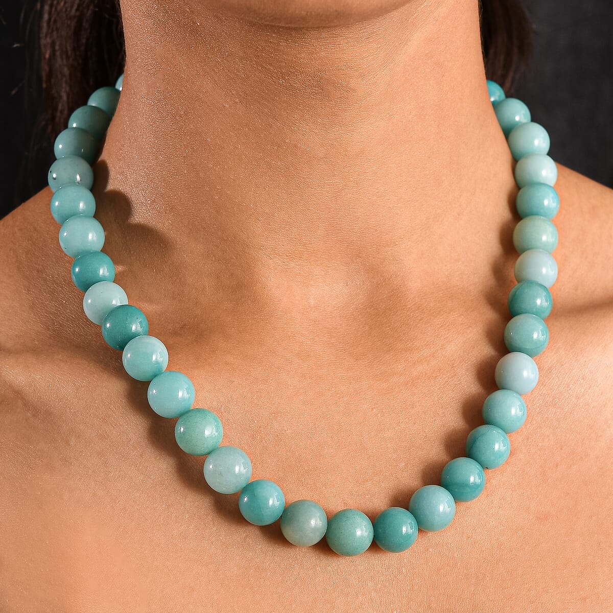 Karis Amazonite Beaded 470.00 ctw Necklace 18 Inches in Platinum Bond  image number 2