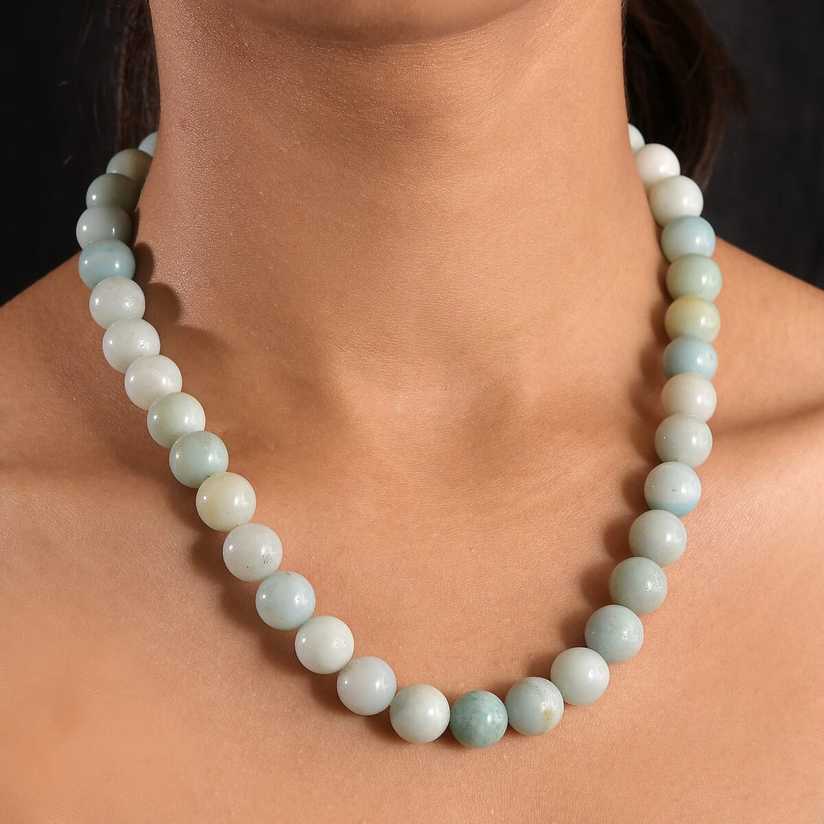 Karis Amazonite Beaded 443.00 ctw Necklace 18 Inches in Platinum Bond  image number 2