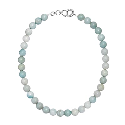 Karis Amazonite Beaded 443.00 ctw Necklace 18 Inches in Platinum Bond 