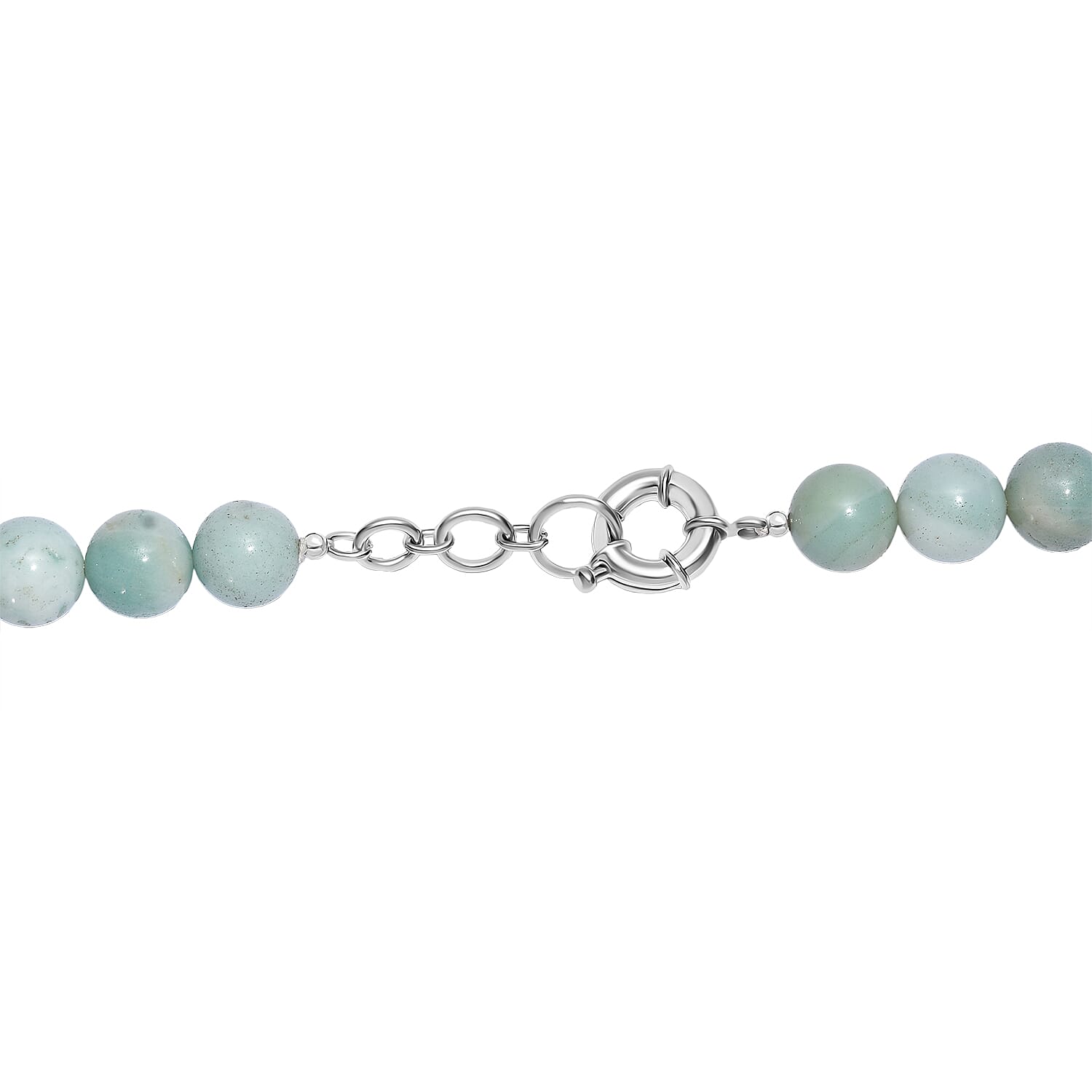 Karis Amazonite Beaded 443.00 ctw Necklace 18 Inches in Platinum Bond