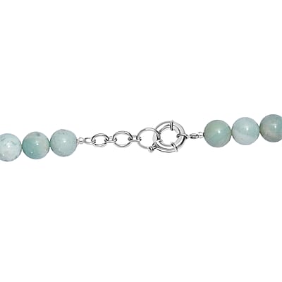 Karis Amazonite Beaded 443.00 ctw Necklace 18 Inches in Platinum Bond 