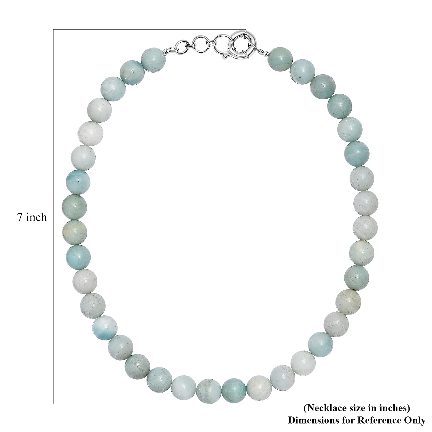 Karis Amazonite Beaded 443.00 ctw Necklace 18 Inches in Platinum Bond
