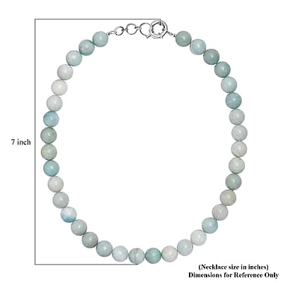 Karis Amazonite Beaded 443.00 ctw Necklace 18 Inches in Platinum Bond 
