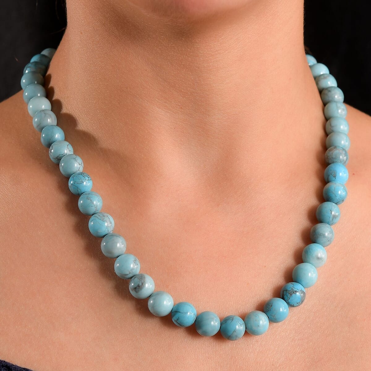 Blue Howlite 328.00 ctw Beaded Necklace in Platinum Bond 18 Inches image number 2