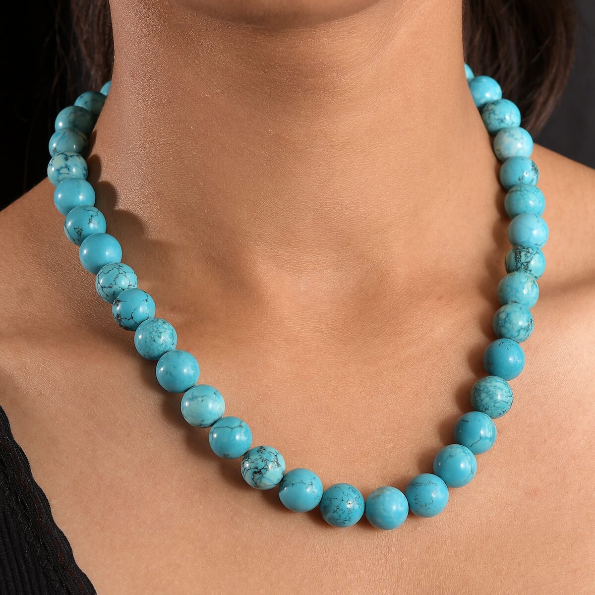 Karis Blue Howlite Beaded 428.00 ctw Necklace 18 Inches in Platinum Bond  image number 2