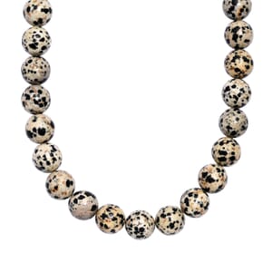 Dalmation Jasper Beaded 306.50 ctw Necklace 18 Inches in Platinum Bond 