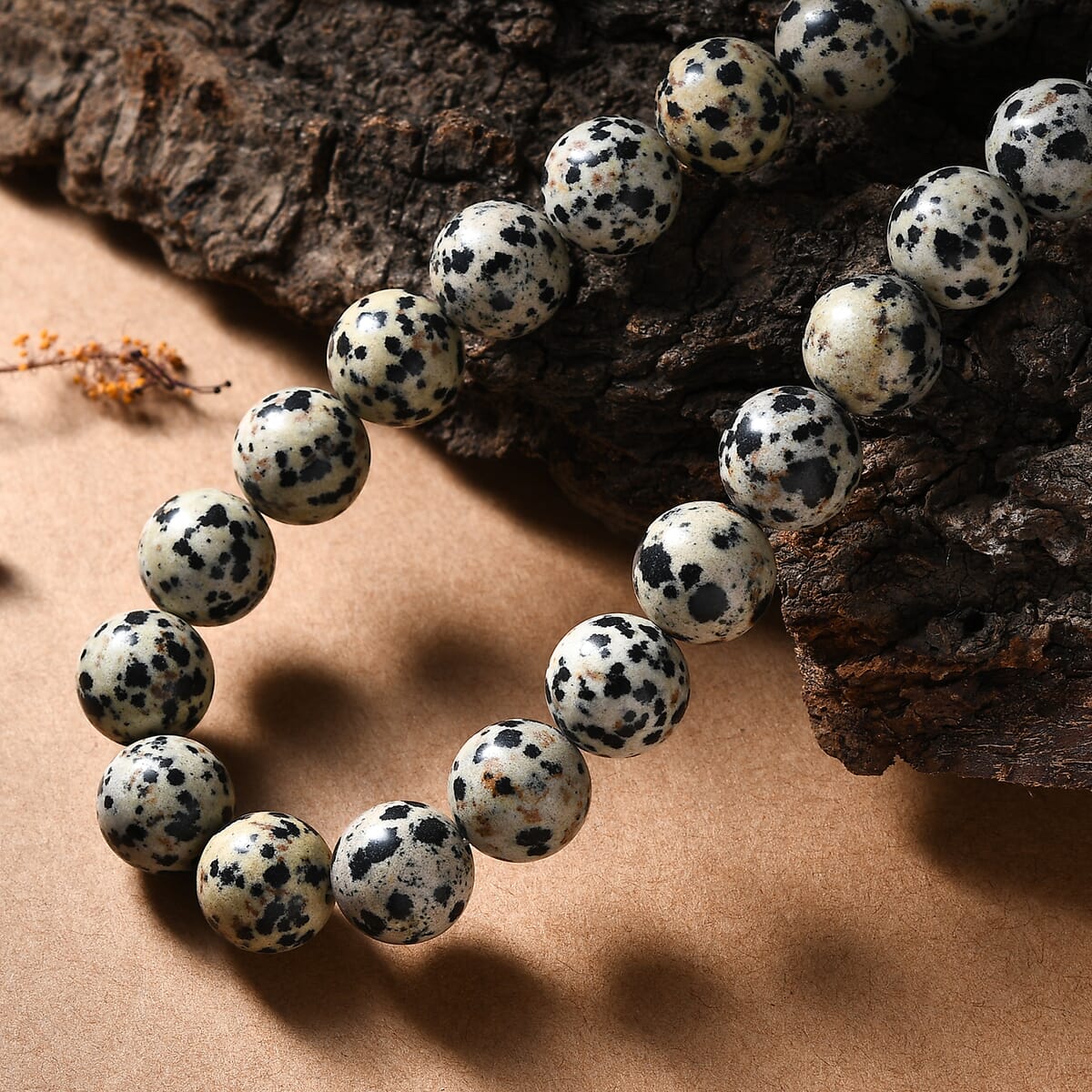 Dalmation Jasper Beaded 306.50 ctw Necklace 18 Inches in Platinum Bond  image number 1