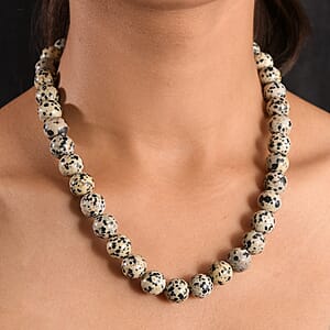 Dalmation Jasper Beaded 306.50 ctw Necklace 18 Inches in Platinum Bond 