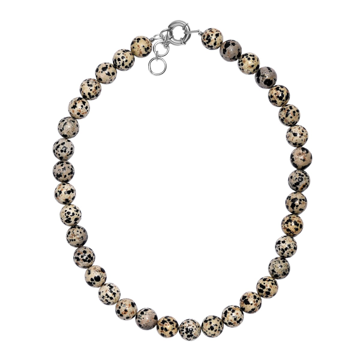 Dalmation Jasper Beaded 306.50 ctw Necklace 18 Inches in Platinum Bond  image number 3
