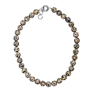 Dalmation Jasper Beaded 306.50 ctw Necklace 18 Inches in Platinum Bond 