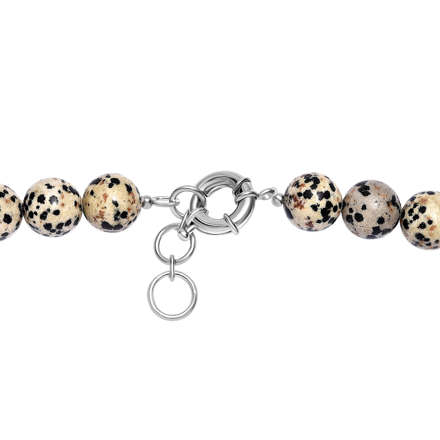 Dalmation Jasper Beaded 306.50 ctw Necklace 18 Inches in Platinum Bond
