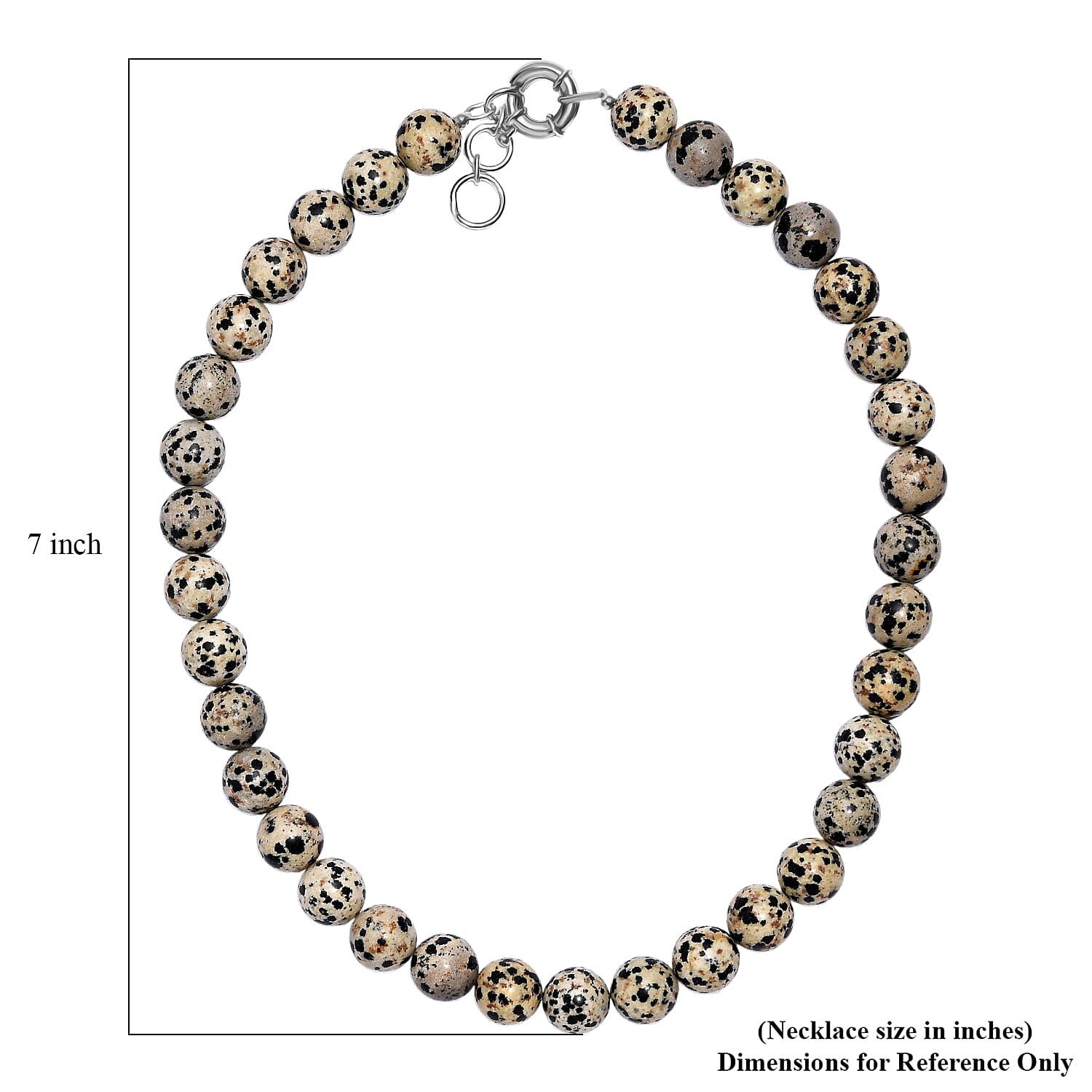 Dalmation Jasper Beaded 306.50 ctw Necklace 18 Inches in Platinum Bond