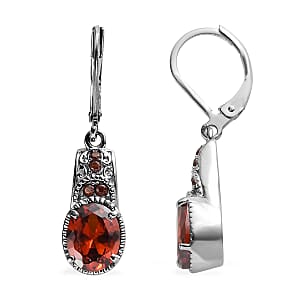 Simulated Red Diamond 5.75 ctw Lever Back Earrings in Stainless Steel