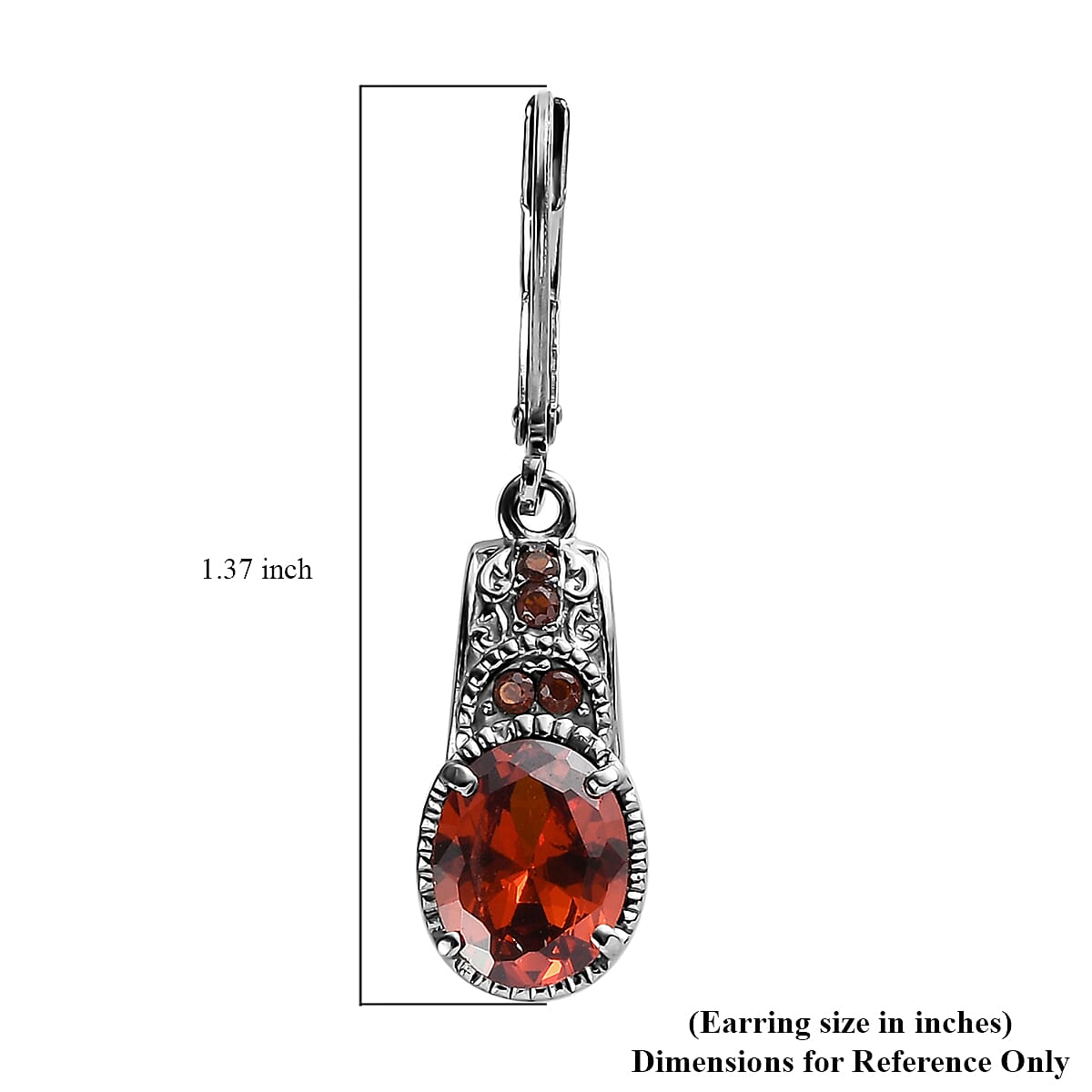 Simulated Red Diamond 5.75 ctw Lever Back Earrings in Stainless Steel image number 5