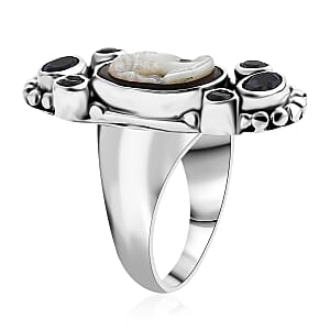 Sajen Silver Gray Cameo and Multi Gemstone 4.50 ctw Ring in Sterling Silver (Size 10.0)
