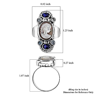 Sajen Silver Gray Cameo and Multi Gemstone 4.50 ctw Ring in Sterling Silver (Size 10.0)
