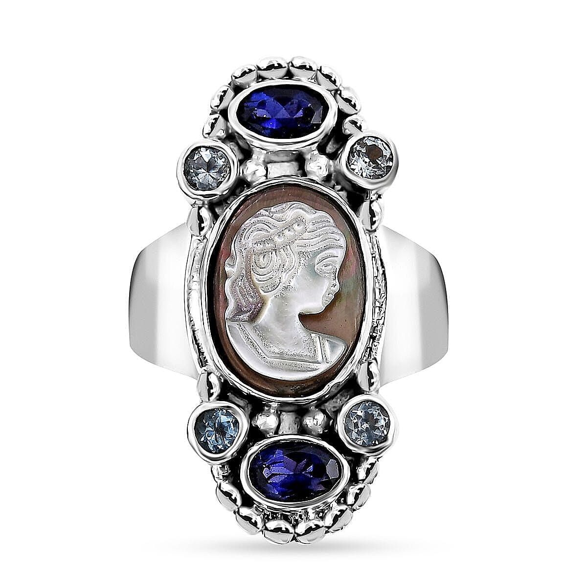 Sajen Silver Pink Cameo, Multi Gemstone Ring in Sterling Silver 4.50 ctw (Size 5.0)